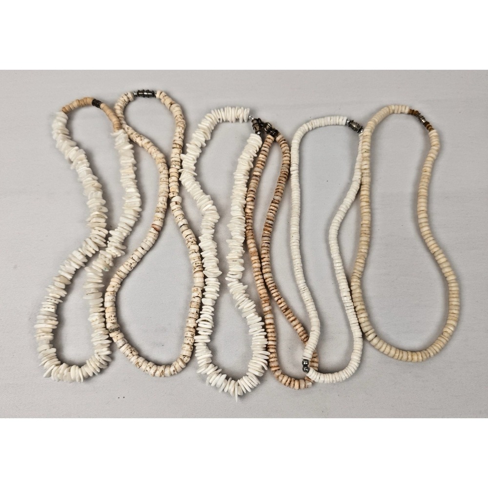 Puka Sea Shell Necklaces Lot (17) Vintage Y2K Dyed Hawaiian Surfer Beach Wedding - Picture 4 of 7